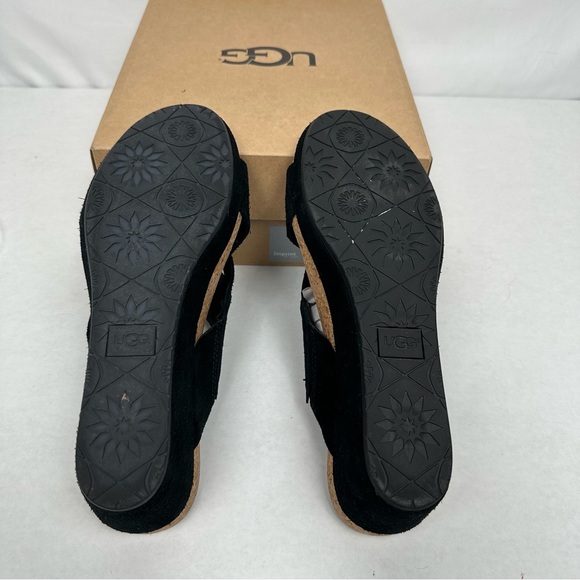 UGG Women's Black Lilah Wedge Sandals Size 9.5 - Picture 5 of 7